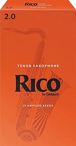 D'Addario Woodwinds - Rico Tenorsaxophonblätter - Tenor Saxophon Blätter - Stärke 2.0, 25-Packung