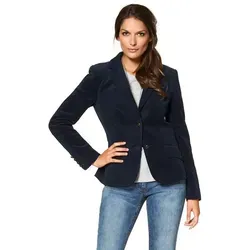 Jackenblazer ANISTON CASUAL Damen Gr. 46 - Marine - Funktionsjacke mit figurbetonter Passform, weicher Cord-Qualität und stilvollen Ellbogen-Patches. Ideal für einen casual Look und vielseitig kombinierbar.