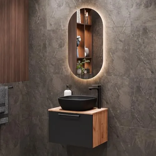 Planetmöbel Badmöbel-Set Astra - Moderne Badmöbel im eleganten Design, bestehend aus Waschtisch und Waschbecken, ideal für stilvolle Badezimmer und einfache Selbstmontage.