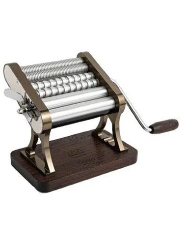 Marcato OTELLO CHAMPAGNE HERITAGE Nudelmaschine - Limitierte Auflage in Silber - Nudelmaschinen - Hochwertige, limitierte Nudelmaschine mit eloxierten Aluminiumwalzen und Wengeholz-Details für authentische italienische Pasta.