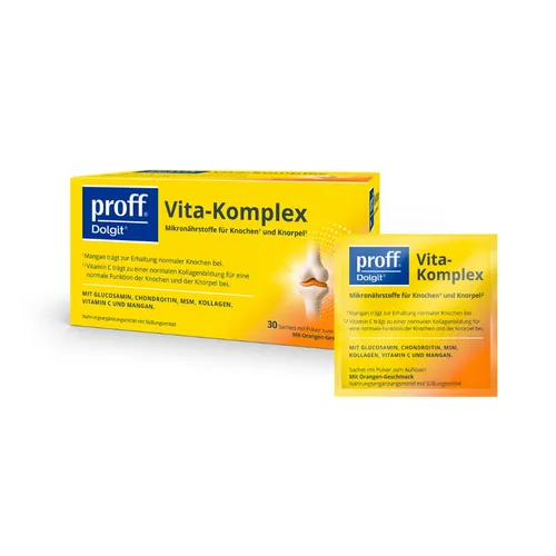 Proff Dolgit Vita-komplex Pulver - Rundum-Versorgung mit Nährstoffen für starke Knochen und flexible Knorpel, fördert die Mobilität und unterstützt einen aktiven Lebensstil