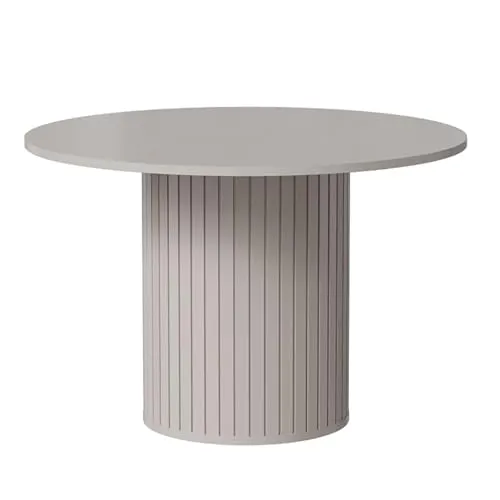 Geriffelter runder Esstisch SENTO - Ø 120 cm in Kaschmir - Esstisch mit elegantem Retro-Design, stabiler Basis und sicherer, abgerundeter Tischplatte für gesellige Mahlzeiten. Ideal für stilvolle Esszimmer und eine warme Atmosphäre.