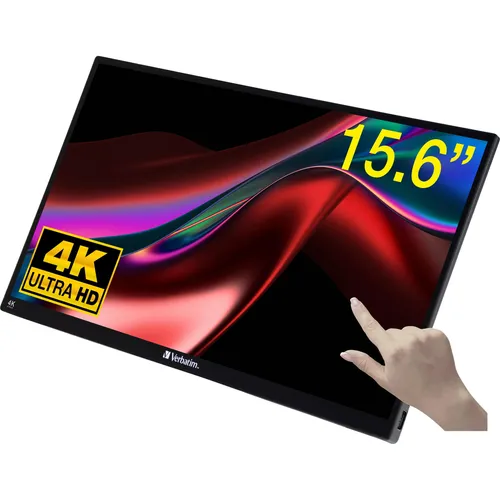Verbatim PMT-15-4K Monitor 15.6" - Multimedia Monitor mit 4K Auflösung (3840 x 2160 Pixel) für gestochen scharfe Bilder und lebendige Farben, ideal für kreative Profis und Multimedia-Anwendungen.