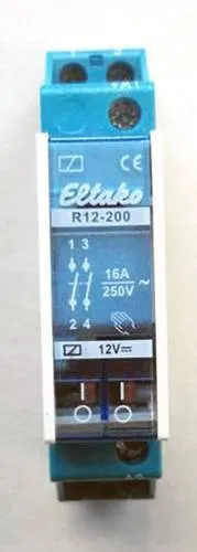 eltako Schaltrelais R12-200-12V DC, 2 Schließer - Sonstige Elektroinstallationsartikel mit 2 Schließern und 16A/250V AC. Ideal für sichere Steuerungen in industriellen Anwendungen, kompakt und effizient.