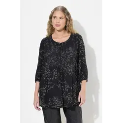 Ulla Popken Damen Plus Size Smokbluse - Blusen & Tuniken für Damen mit modischem, floralen Druck und bequemen 3/4-Ärmeln für einen tollen Look.
