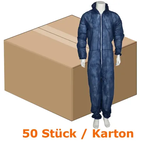 Abena Schutzanzug Einweg-Overall blau 2XL/3XL - 50 Stück - Robuste Einweg-Overalls aus Polypropylenvlies, ideal zum Schutz gegen Staub und Schmutz. Mit elastischen Bündchen und Kapuze für optimalen Tragekomfort, perfekt für den professionellen Einsatz.