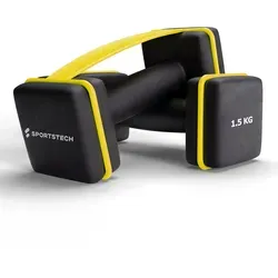 Sportstech Dumbbell AH100 - Multifunktionale Hanteln mit Anti-Roll - Kettlebells für kreatives Training: 7 Gewichtsklassen von 1 bis 5 kg, schweißresistente Oberfläche und rutschfeste Griffe für maximalen Komfort und Flexibilität.