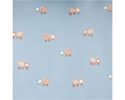 SCHÖNER LEBEN. Stoff Regenjackenstoff Meterware wasserdicht soft Betonmischer blau 145cm, abwaschbar