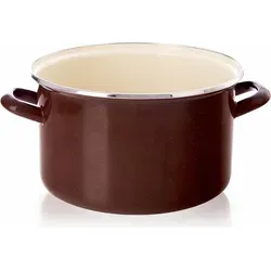 Emaille-Topf BROWN 26 cm - 6,5 L - Hochwertiger emaillierter Kochtopf, geeignet für alle Herdarten, ideal für schmackhafte Schmortöpfe und Köstlichkeiten mit 6,5 l Kapazität.