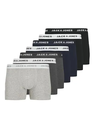 Jack & Jones Herren Trunks 7er Pack - Herren-Boxershorts in Mehrfarbig, 7er Pack aus hochwertiger Baumwollmischung für ausgezeichneten Tragekomfort und stylischen Look.