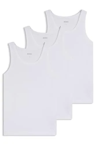 BOSS Herren Unterhemd "Tank Top 3P CO" Gr. L, weiß - Herrenunterhemden aus 100% Baumwolle, pflegeleicht und ideal für den täglichen Gebrauch. Basic-Stil mit Rundhalsausschnitt und ärmellos, perfekt für jeden Anlass.