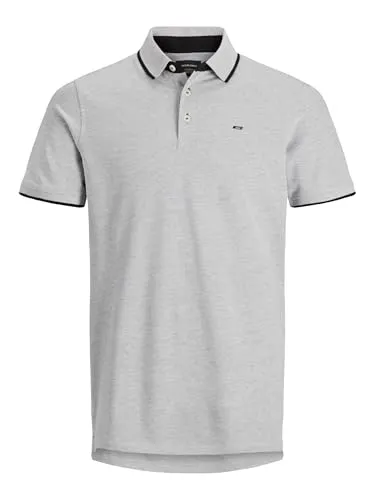Poloshirt JACK & JONES "Paulos Polo" für Herren - Modisches Herren Poloshirt aus 100% Baumwolle mit kontrastfarbenen Elementen, ideal für Freizeit- oder Büro-Looks, Slim-fit Design und angenehme Jerseyqualität.