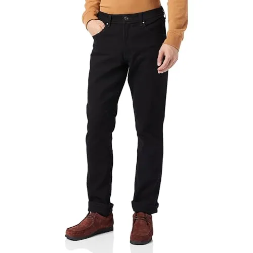 Wrangler Herren-Jeans Regular Fit Straight Leg - Schwarz - Bequeme Regular-Fit Jeans mit geradem Bein, ideal für jeden Anlass. Zeitloses Design mit typischen Wrangler-Details und aus hochwertiger Baumwolle für optimalen Tragekomfort.