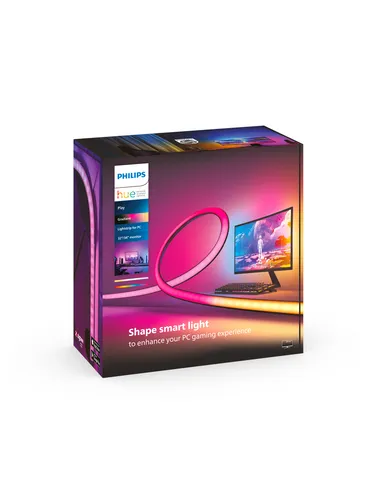 PHILIPS Hue Play Gradient PC Lightstrip 32 34 - Starter Set inkl. Bridge, 16 Millionen Farben für ein immersives Gaming-Erlebnis