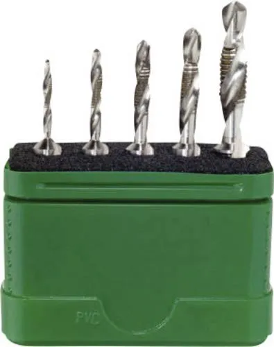 Wiha 28026 Kombigewindebohrer-Set 5-teilig - Maschinengewindebohrer, hochwertiges HSS-Material für präzise und langlebige Gewinde, ideal für professionelle Anwendungen.