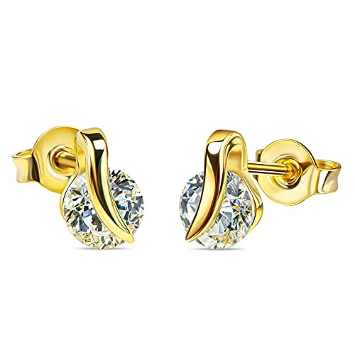 Ohrringe Gold 585 mit Zirkonia Stein Damen-Ohrstecker aus Gold