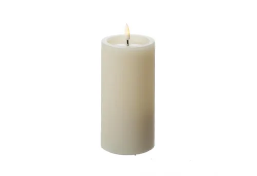 UNIQUE LED-Kerze Rustik Stumpenkerze aus Echtwachs 7,5x15cm - LED-Kerze in eleganter Rustik-Optik, bis zu 1500 Stunden Leuchtdauer und optional mit Fernbedienung für dimmbare Helligkeit und Timerfunktionen. Ideal für romantische Innenraumdekoration.