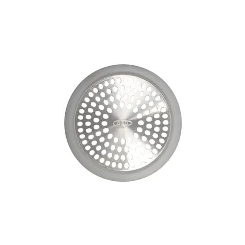 OXO Good Grip Abflusssieb aus Edelstahl für Badewanne - Hochwertiges Abflusssieb aus rostfreiem Edelstahl, das effektiv Haare auffängt und für Badewannen- und Duschabläufe geeignet ist. Mit rutschfestem Silikonrand für festen Sitz.