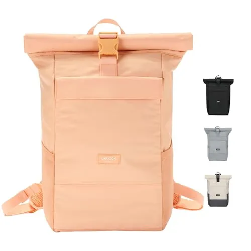 LARKSON Rucksack Damen Herren Orange - Rolltop Backpack mit Laptopfach - Tagesrucksäcke für Uni, Arbeit & Freizeit, wasserabweisend mit Rolltop-Funktion für flexibles Volumen und gepolstertem Laptopfach bis 16 Zoll.