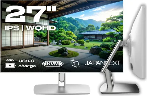 JAPANNEXT JN-IPS27WQHDR-C65W-FLD-T HDMI/DP Touch WQHD Monitor - 68,6 cm (27 Zoll) WQHD Touchscreen Monitor mit 8 ms Reaktionszeit, ideal für kreative Anwendungen und Multimedia-Nutzung.
