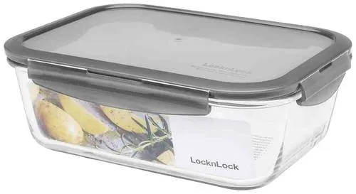 LocknLock Frischhaltedose LLG455G – 2 Liter Glas, luftdicht - Transparente Borosilikatglasdose mit 2 Litern Fassungsvermögen. Ideal zum sicheren Lagern und Transportieren von Lebensmitteln. Spülmaschinenfest und platzsparend stapelbar.