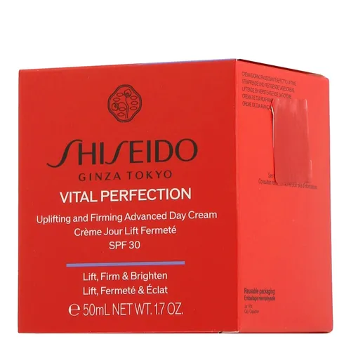 Shiseido Vital Perfection Uplifting and Firming Advanced Day Cream SPF30 50 ml - Gesichtscreme mit SPF 30, die in nur einer Woche für +43 % straffere und ebenmäßigere Haut sorgt. Ideal für Frauen über 45, mit patentierten Technologien für sichtbare Anti-Aging-Ergebnisse.