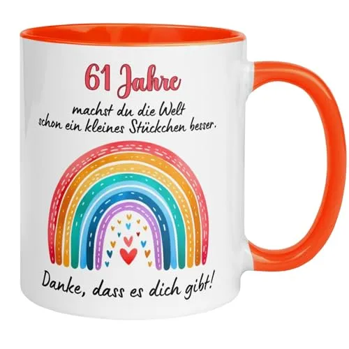 Geburtstag Frauen Geschenk Tasse | Du machst die Welt ein Stückchen besser – Danke dass es dich gibt | Geschenk Geburtstagstasse 61. Geburtstag | 61ter Geburtstag - Geburtstagsgeschenk Frau 61