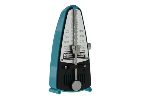Wittner Metronom Taktell Piccolo Serie 830 - Kunststoffgehäuse - Ohne Glocke - Türkis - Mechanisch zum Aufziehen - Keine Batterien erforderlich - Made in Germany