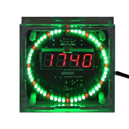 Digitale Rotation LED Uhr Bausatz DS1302 – DIY-Elektronik - Einfacher Bausatz für Anfänger: SMD-Bauteile vorgefertigt, faszinierende Sekundenanimationen mit 60 LEDs. Inklusive Temperatur- und Lichtsensor für erweiterte Funktionen.