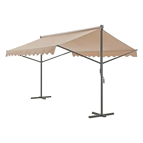 pro.tec Standmarkise Selenizza 400x300cm - Freistehende Markise für Garten und Terrasse, bietet perfekten Sonnenschutz mit verstellbarem Neigungswinkel und leichter Handkurbel für einfachen Betrieb.