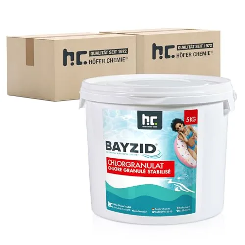 BAYZID 8x 5 kg Chlorgranulat für Pools - Schnell lösliches Chlorgranulat zur effektiven Poolpflege - bekämpft zuverlässig Keime und Bakterien für klares Wasser.