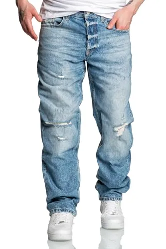 Amaci&Sons Herren Loose-Fit 90s Denim Jeans Hose - Grau W38/L30 - Stylische Herren Loose-Fit Jeans im 90er Look, ideal für lässige Freizeitoutfits. Robuste Denim-Qualität sorgt für hohen Tragekomfort.