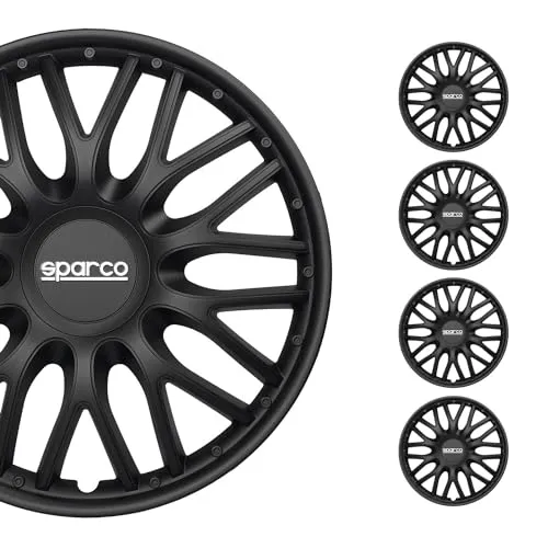 Sparco SPC1496BK Set Wheel Covers Roma 14-inch Black - Radkappen, 14 Zoll Set für 4 Felgen, rost- und korrosionsbeständig für langanhaltenden Schutz und einfache Installation