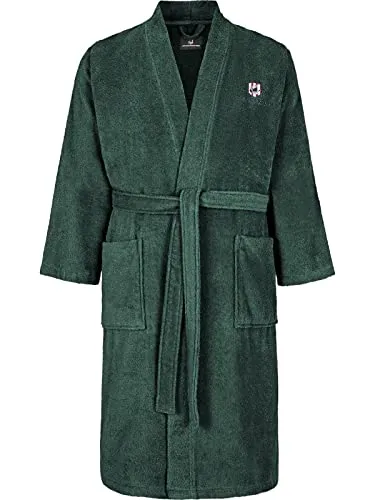 Jan Vanderstorm Herren Bademantel Janning dunkelgrün, 6XL (XXXXXXL) - Bequemer Herren-Bademantel aus 100 % Baumwolle in großen Größen bis 7XL. Ideal für entspannte Stunden zu Hause oder im Spa. Mit zwei Taschen und Gürtel für optimalen Halt.