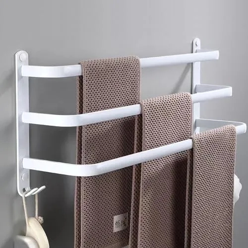Juego de Accesorios para baño de 60cm White, Handtuchhalter weiß, Handtuchhalter Bad, Handtuchhalter Wand Badezimmer Zubehör Set, Küche Handtuchstange Ohne Bohren