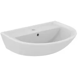 Ideal Standard Eurovit Waschtisch W332301 – 600x470mm, weiß - Waschbecken mit Hahnloch und Überlauf, ideal für platzsparende Bäder; Halbsäule W333001 separat erhältlich.