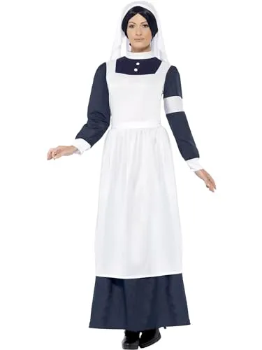 Great War Nurse Costume (M) - Erster Weltkrieg Krankenschwester Kostüm für Damen, ideal für Karneval und Themenpartys. Leichtes Material mit einfachem Klettverschluss für bequemes An- und Ausziehen.