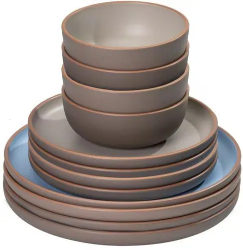 EuroTrail Florento Geschirrset, 12-teilig, light blue/taupe/light grey/taupe