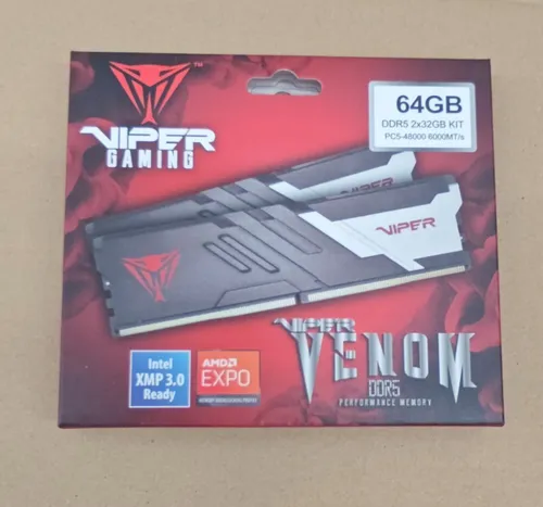 Viper Venom DIMM 64 GB DDR5-6000 Dual-Kit - Arbeitsspeicher mit 64 GB Kapazität (2x 32 GB) und INTEL XMP für optimierte Leistung, ideal für Gaming und kreative Anwendungen.
