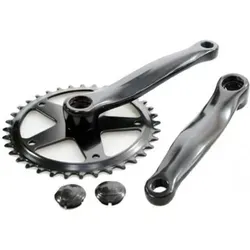 Kettenradgarnitur 36T 127 mm in Schwarz - Hochwertige Fahrradkurbel - Robuste Kettenradgarnitur für Kinderfahrräder, 36 Zähne, 127 mm Länge. Ideal für zuverlässige Leistung und einfache Handhabung im Alltag.