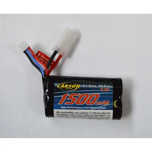 Carson Li-Ion Akku FE-Linie 7,4V 2S 1500mAh - RC-Modellbau Akku mit hoher Kapazität für längere Spielzeiten und optimale Leistung in Ihren Modellen.