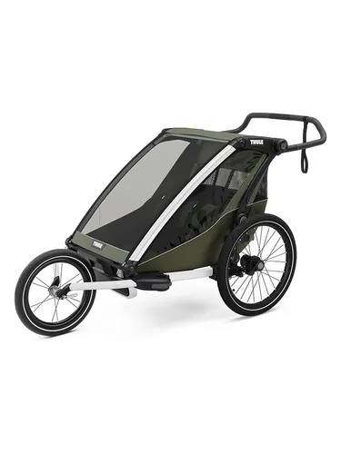 Thule Fahrradanhänger Chariot Lite 2 Double - Olivgrün, 63x34x84 cm - Der Thule Chariot Lite 2 Double ist ideal für aktive Familien. Mit seinem leichten Design und robustem Kunststoff eignet er sich perfekt für Ausflüge und sportliche Aktivitäten.