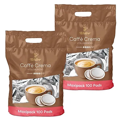 Tchibo Kaffeepads Vorratspack Maxipack, Caffè Crema vollmundig, 200 Stück - Kaffeekapseln & Pads, nachhaltig und vollmundig, ideal für Senseo Maschinen – genießen Sie besten Tchibo Kaffee mit samtiger Crema.