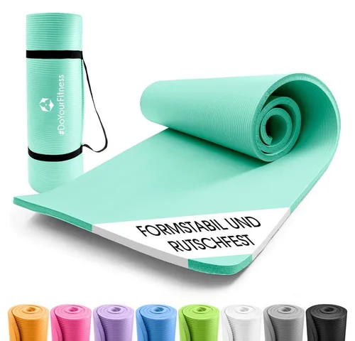 World Fitness Fitnessmatte Yamuna 183x61x1,5cm türkis - Sportmatten – rutschfest, robust und äußerst bequem für Yoga, Pilates und mehr. Leicht transportierbar mit praktischem Tragegurt.