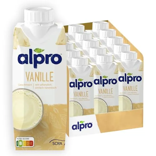 Alpro Sojadrink Vanille, vegan, laktosefrei, 15er Pack - Pflanzlicher Drink mit Vanillegeschmack, perfekt für den täglichen Genuss. Hochwertige Proteinquelle, ohne Farb- und Konservierungsstoffe, ideal für vegane Ernährung.