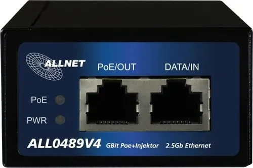 ALLNET Power over Ethernet PoE Injektor Gigabit & PoE+ 15,4W/30W - Switch & Gateway mit robustem Metallgehäuse, ideal für zuverlässige Stromversorgung über Ethernet-Kabel und hohe Datenübertragungsgeschwindigkeit.
