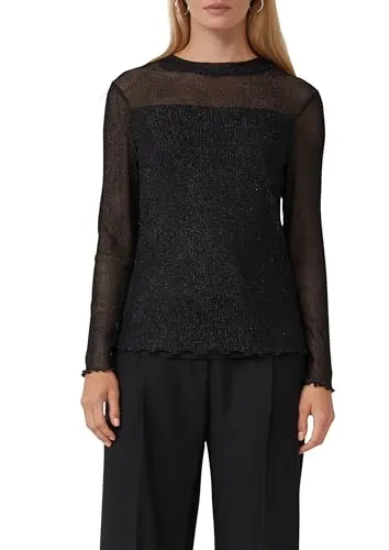 s.Oliver Transparentes Shirt mit gefüttertem Body - Elegantes Shirt mit schmaler Passform aus Mesh und Jerseyfutter, ideal für besondere Anlässe. Der Stehkragen und die langen Ärmel verleihen einen stilvollen Look.