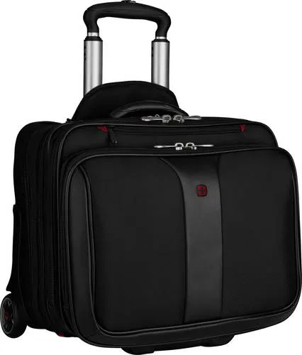 Wenger Notebook Trolley Patriot 15,6" Schwarz - Laptop-Tasche mit gepolstertem Fach für optimalen Schutz und abnehmbarer Slimcase. Ideal für Geschäftsreisen mit organisiertem Stauraum und leicht gleitenden Rädern für komfortables Manövrieren.