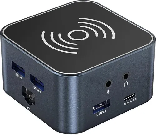 Wozinsky WHBC09Y8S 12-in-1 USB-C Hub mit kabelloser Ladefunktion - Vielseitiger 12-in-1 USB-C Hub in elegantem Aluminium-Design. Unterstützt HDMI 4K, USB 3.2, Ethernet und mehr. Ideal für nahtlose Konnektivität und kabelloses Laden von Geräten.
