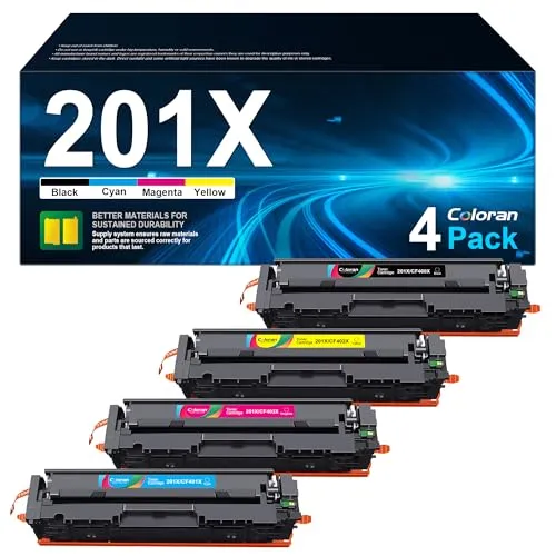 Coloran 201X 201A Tonerkartusche Kompatibel für HP 201X 201A CF400X CF400A Toner für HP Color LaserJet MFP M277dw M252dw M252n M274n M277c6 (4 Pack，Schwarz Cyan Gelb Magenta)